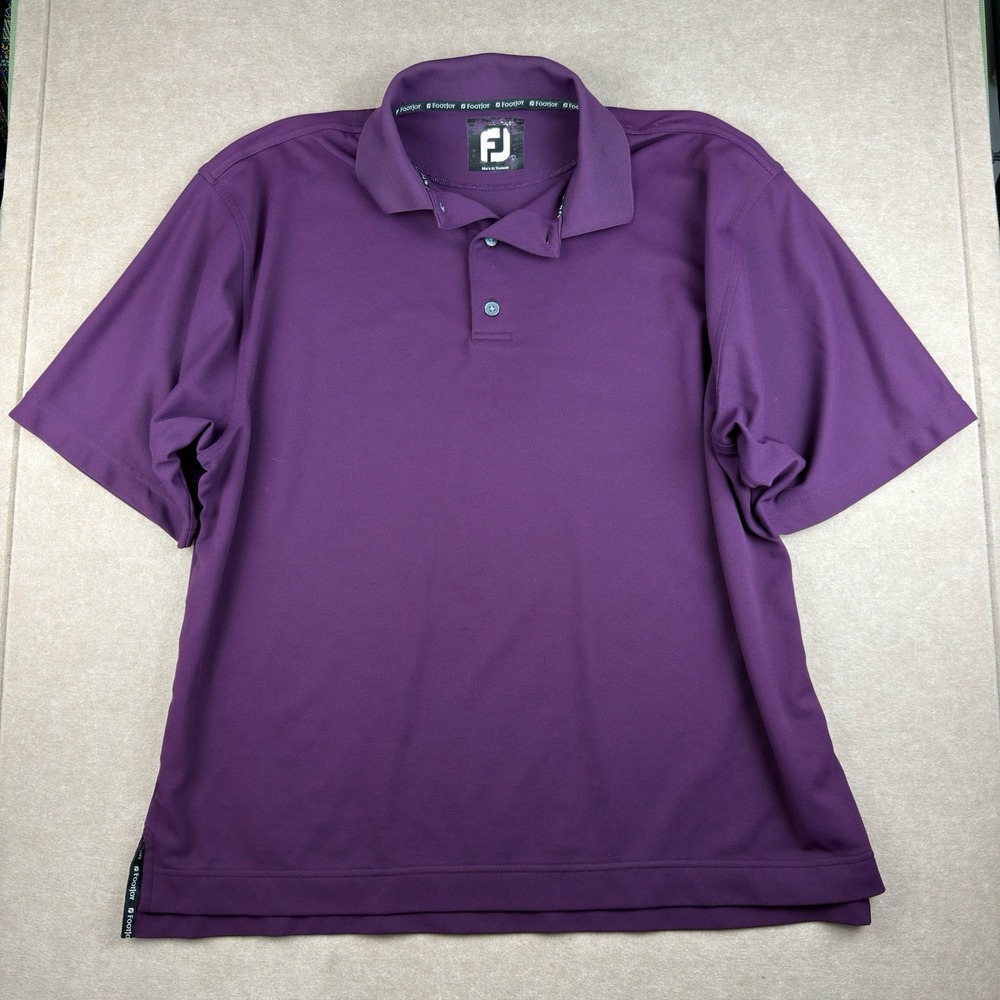 FootJoy Polo‎ Shirt Mens L Purple Shirts Sleeve Stretch Golf Performance FJ Logo